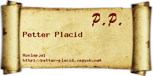 Petter Placid névjegykártya